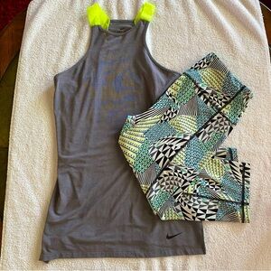 Nike Tank Top Size Medium With Victoria’s Secret Crop Leggings Size Medium.